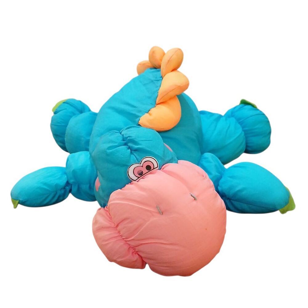 Vintage TB Trading Nylon Dinosaur‎ Plush Blue Pink Orange Puffalump Like 17"L
